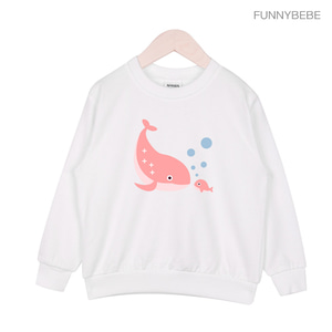 퍼니베베 핑크고래 맨투맨 쭈리 아동  키즈 티셔츠 A044