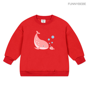 퍼니베베 핑크고래 오버핏 맨투맨 아동  키즈 티셔츠 A044